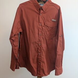 Columbia PHG Men's Rust Shirt With Camo Accent At Collar Lg